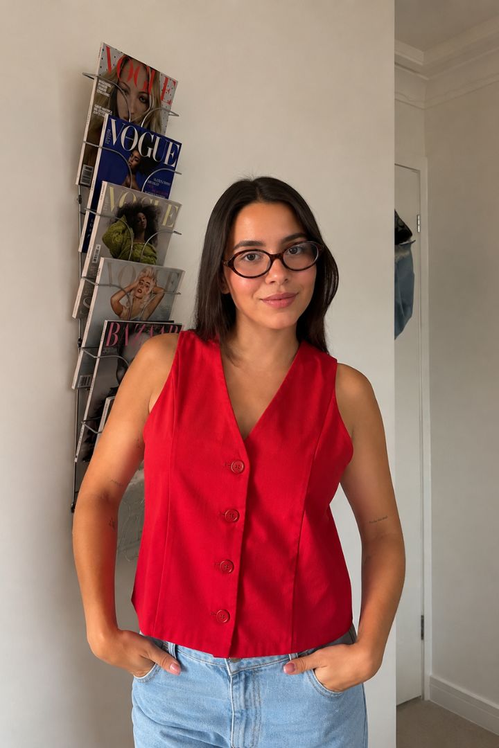 CHALECO EN LINO ROJO