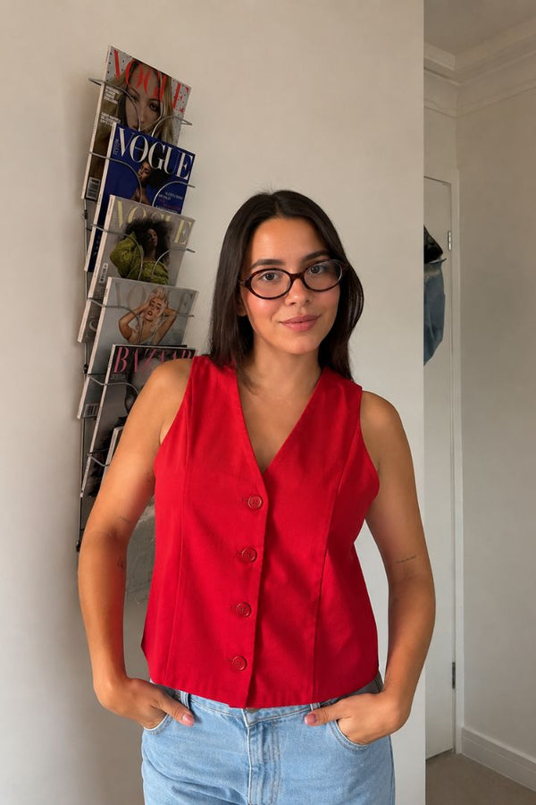 CHALECO EN LINO ROJO