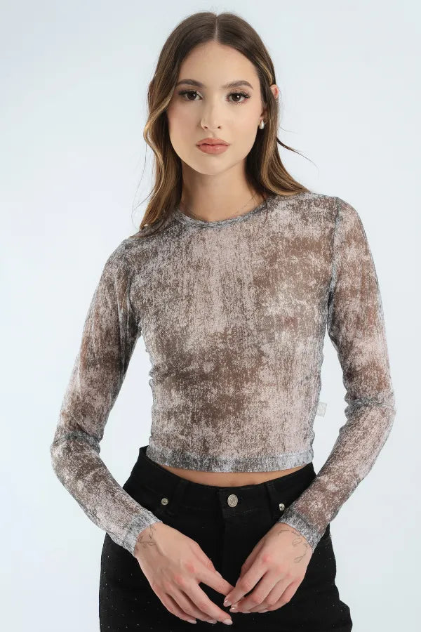CROP TOP EN MALLATEX NEGRO