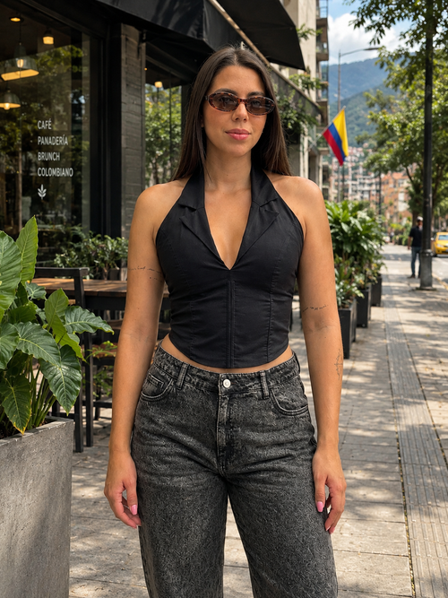 BLUSA HALTER CON SOLAPA