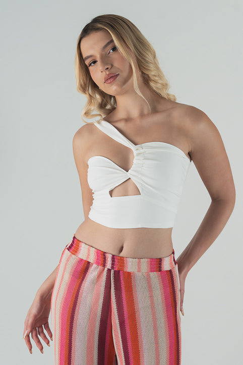 CROP TOP FRUNCIDO - BLANCO