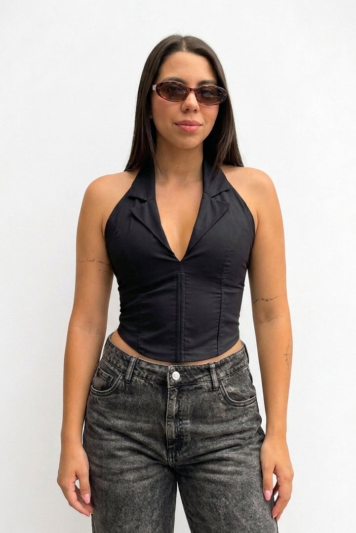 BLUSA HALTER CON SOLAPA