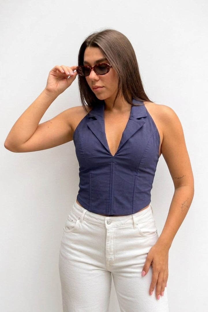 BLUSA HALTER CON SOLAPA