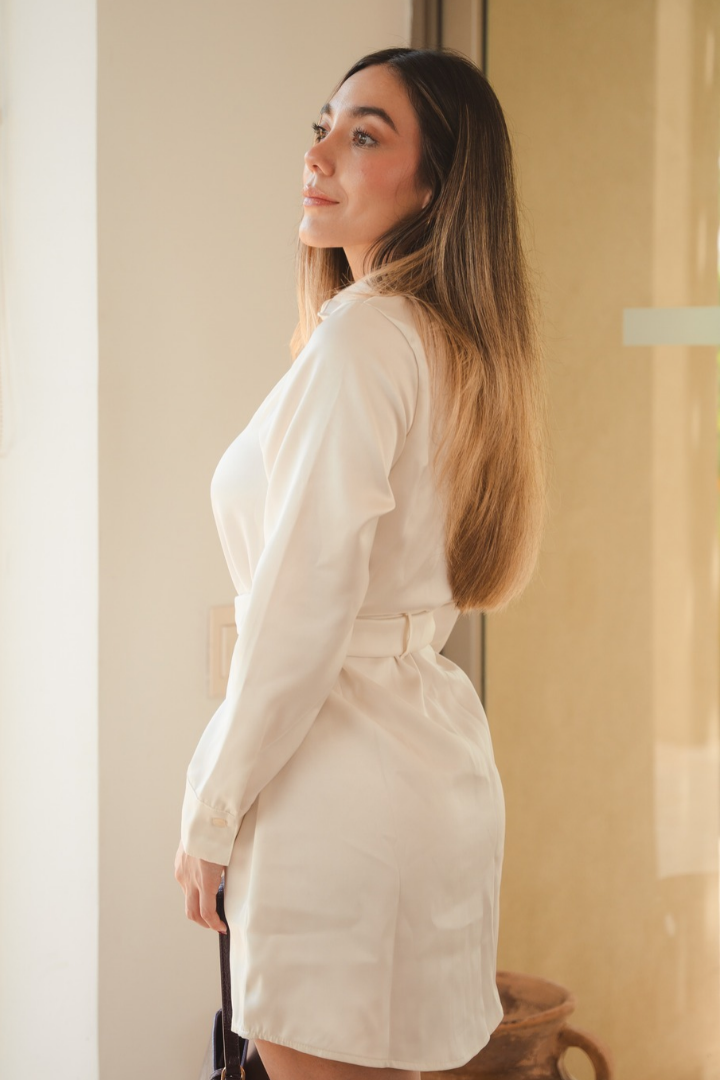 VESTIDO SEDA CAMISERO CON CINTURÓN