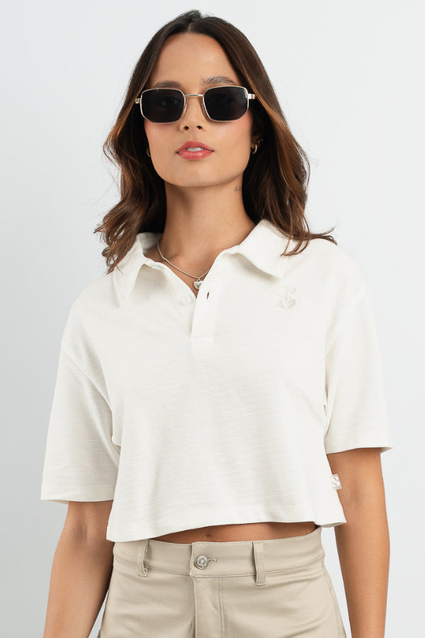 POLO CROP EN PIQUE